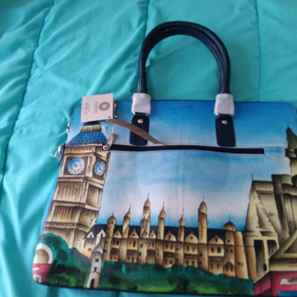 Stylish Blue and Black Women's Handbag